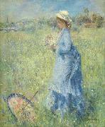 Pierre Auguste Renoir Femme cueillant des Fleurs oil painting reproduction